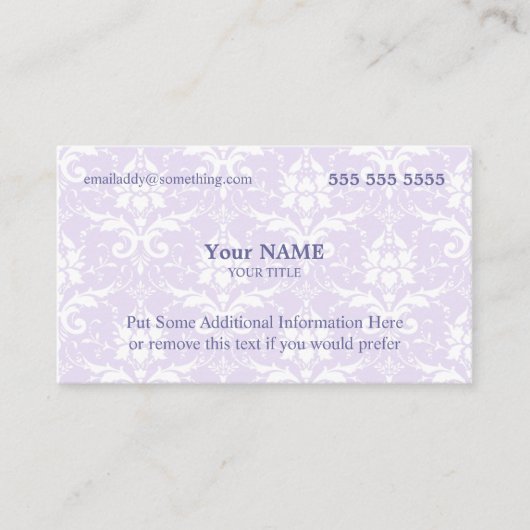 エグゼクティブラベンダーとホワイトダマスク 名刺 (正面)