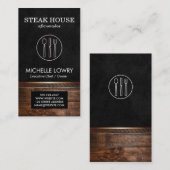 エグゼクティブルックスブラックシルバーウェア&ウッド 名刺 (正面/裏面)