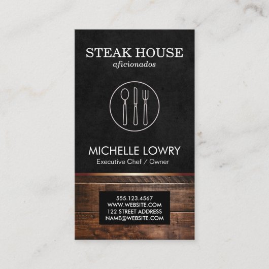 エグゼクティブルックスブラックシルバーウェア&ウッド 名刺 (正面)