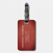 エグゼクティブレッドレザー&シルバーメタルモノグラムの ラゲッジタグ (裏面縦)