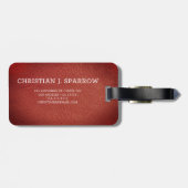 エグゼクティブレッドレザー&シルバーメタルモノグラムの ラゲッジタグ (裏面横)