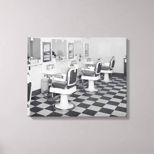 エグゼクティブ理容師ショップ， 1935.ヴィンテージ写真 キャンバスプリント (正面)