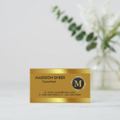 エグゼクティブ金ゴールドスチールモノグラム名刺 名刺 (スタンド正面)