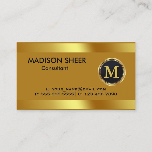 エグゼクティブ金ゴールドスチールモノグラム名刺 名刺 (正面)