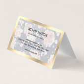 エグゼクティブ金ゴールドフレームブルー石板フローラルパターン 名刺 (裏面)