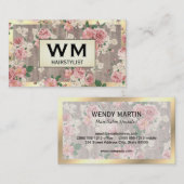 エグゼクティブ金ゴールドフレーム大理石フローラルパターン 名刺 (正面/裏面)