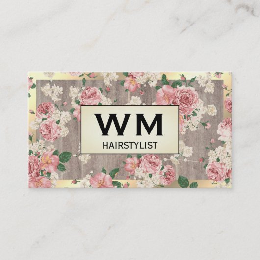 エグゼクティブ金ゴールドフレーム大理石フローラルパターン 名刺 (正面)