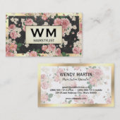 エグゼクティブ金ゴールドフレーム石板フローラルパターン 名刺 (正面/裏面)