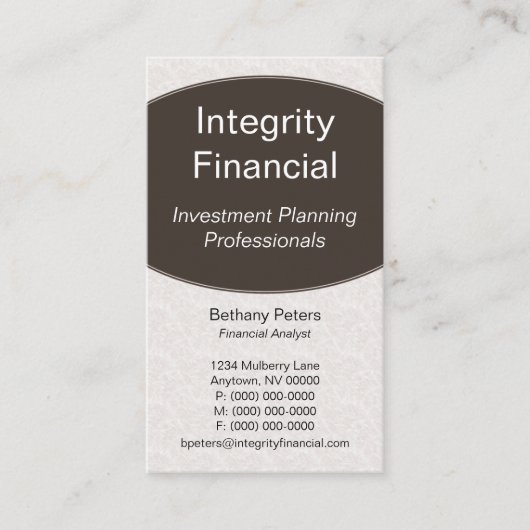 エグゼクティブ・カーブビジネス・カード、Espresso 名刺 (正面)