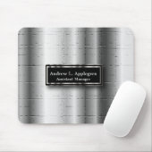 エグゼクティブ – ブラック&シルバーメタリックのアクセント マウスパッド (マウス)