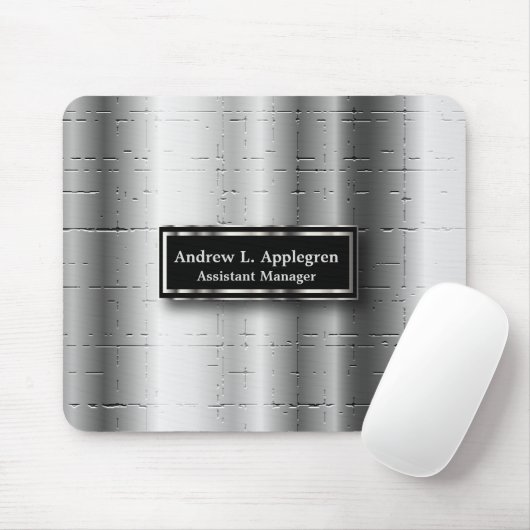 エグゼクティブ – ブラック&シルバーメタリックのアクセント マウスパッド (マウス)