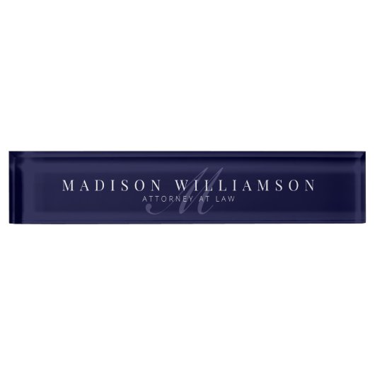 エグゼクテエレガントィブ·ネーム& Monogram Navy デスクネームプレート (正面)