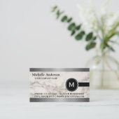 エグゼクパーソナライズされたモダンティブグレイ大理石モノグラム 名刺 (スタンド正面)