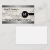 エグゼクパーソナライズされたモダンティブグレイ大理石モノグラム 名刺 (正面/裏面)