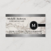 エグゼクパーソナライズされたモダンティブグレイ大理石モノグラム 名刺 (正面)