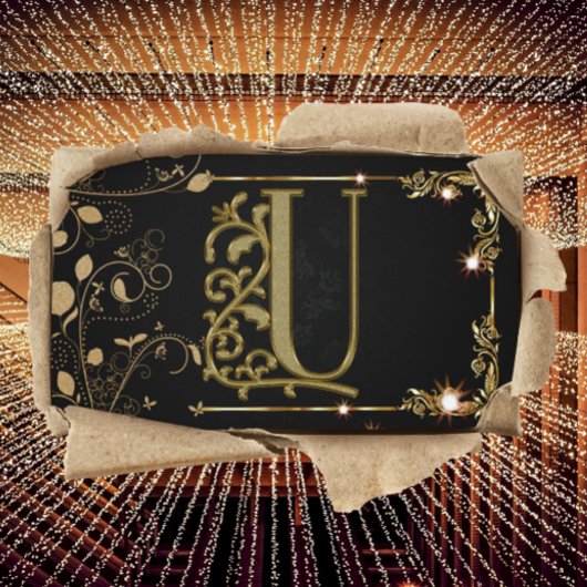 エグゼクモノグラムのティブ金ゴールドブラックレター'U' 名刺