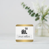 エグゼク実在ティブエステート・エージェント・金ゴールド・トリム スクエア名刺 (スタンド正面)