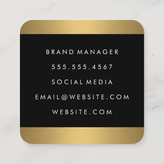 エグゼク実在ティブエステート・エージェント・金ゴールド・トリム スクエア名刺 (裏面)