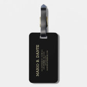 エグゼク男らしティブブラック&シルバーメタルモノグラム ラゲッジタグ (裏面縦)