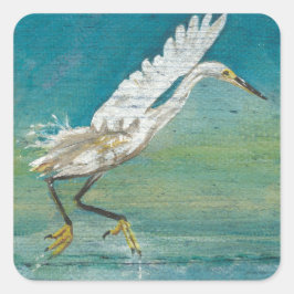 エグレットコースタルバード海絵画レイクズ スクエアシール