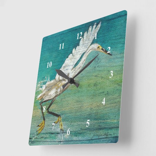 エグレットビーチハウスアート スクエア壁時計 (傾斜)