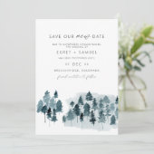 エグレット スレートブルーの水彩画 Save Our New Date ご案内 招待状 (スタンド正面)