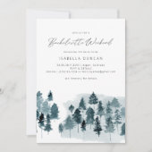 エグレット ラスティック ブルー ウィンター パイン ツリー ブライズメイド 招待状 (正面)