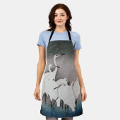 エグレ日本のツコソンクレーン冬の雪 エプロン (着用した状態)
