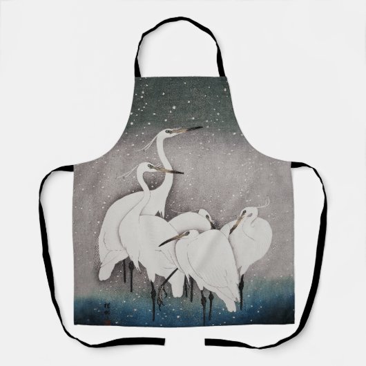 エグレ日本のツコソンクレーン冬の雪 エプロン (正面)