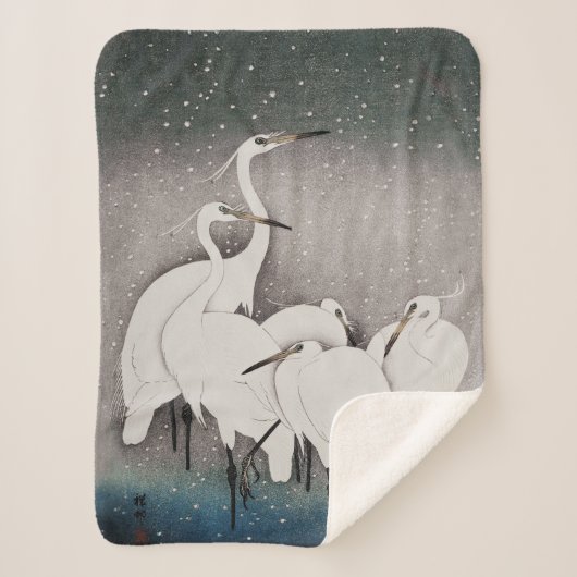 エグレ日本のツコソンクレーン冬の雪 シェルパブランケット (正面)