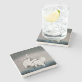 エグレ日本のツコソンクレーン冬の雪 ストーンコースター (横)