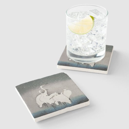 エグレ日本のツコソンクレーン冬の雪 ストーンコースター (横)