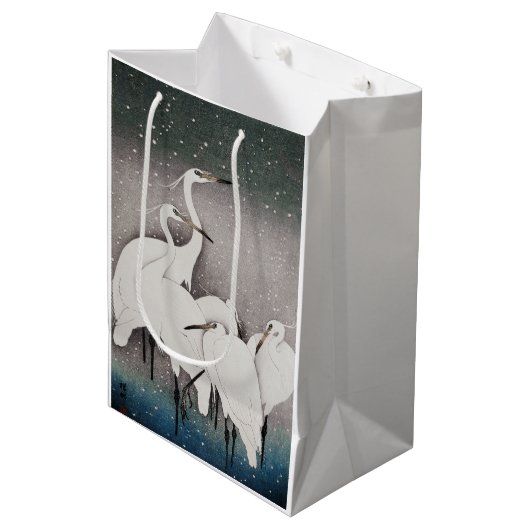 エグレ日本のツコソンクレーン冬の雪 ミディアムペーパーバッグ (正面アングル)