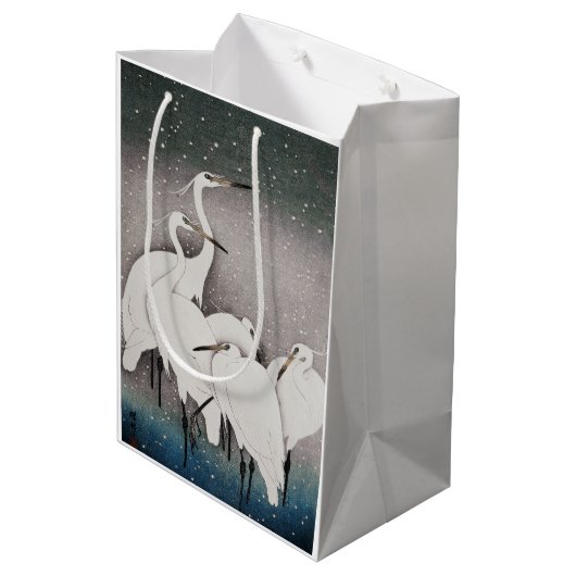 エグレ日本のツコソンクレーン冬の雪 ミディアムペーパーバッグ (裏面アングル)