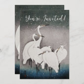 エグレ日本のツコソンクレーン冬の雪 招待状 (正面/裏面)