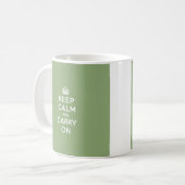 エコの緑のKeep Calm and Carry On コーヒーマグカップ (正面左)
