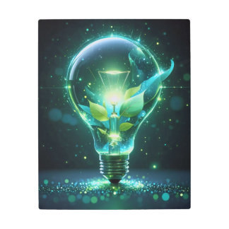 エコの輝き – 未来的グリーンエナジーアート メタルプリント