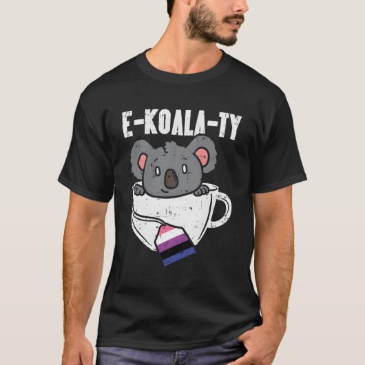 エコアラティジェンダーフルード平等コアラ茶プライド旗 Tシャツ (正面)