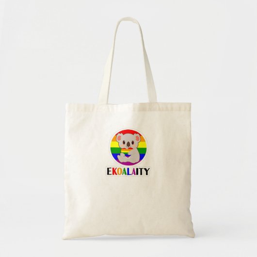 エコアラティ平等ゲイコアラおもしろいベアLGBTレインボ トートバッグ (正面)