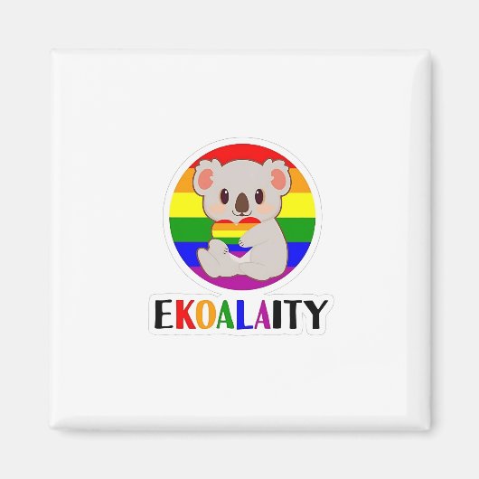 エコアラティ平等ゲイコアラおもしろいベアLGBTレインボ マグネット (正面)