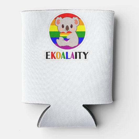 エコアラティ平等ゲイコアラおもしろいベアLGBTレインボ 缶クーラー (正面)