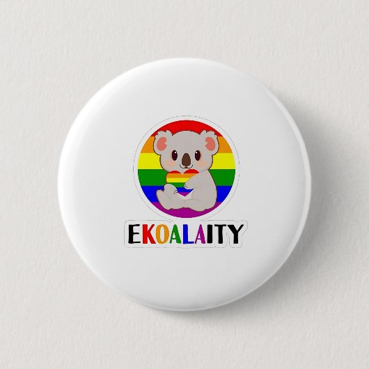 エコアラティ平等ゲイコアラおもしろいベアLGBTレインボ 缶バッジ (正面)