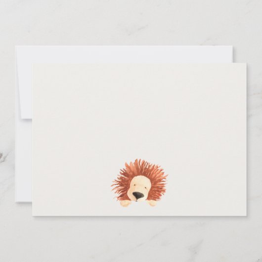 エコグリーンホットエアバルーンライオンキッド誕生日招待状 サンキューカード (裏面)