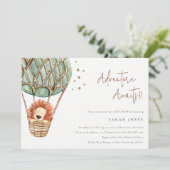 エコグリーンホットエアバルーンライオンベビーシャワー招待状 サンキューカード (スタンド正面)