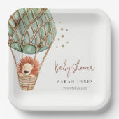 エコグリーンホットエアバルーンライオンマジカルベイビーシャワー ペーパープレート (正面)