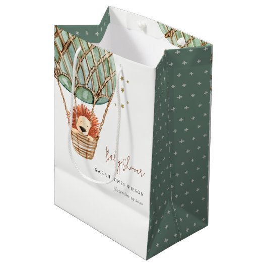 エコグリーンホットエアバルーンライオンマジカルベイビーシャワー ミディアムペーパーバッグ (正面アングル)