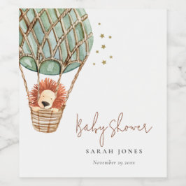 エコグリーンホットエアバルーンライオンマジカルベイビーシャワー ワインラベル