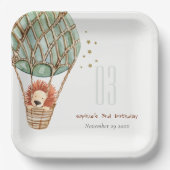エコグリーンホットエアバルーンライオン子供の誕生日 ペーパープレート (正面)
