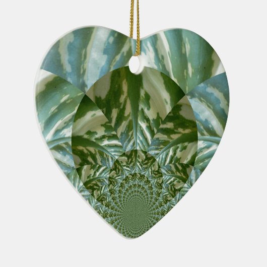 エコグリーン迷彩柄万華鏡のように千変万化するパターンアートプリントデザイン セラミックオーナメント (右)