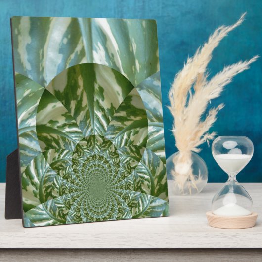 エコグリーン迷彩柄万華鏡のように千変万化するパターンアートプリントデザイン フォトプラーク (側面)